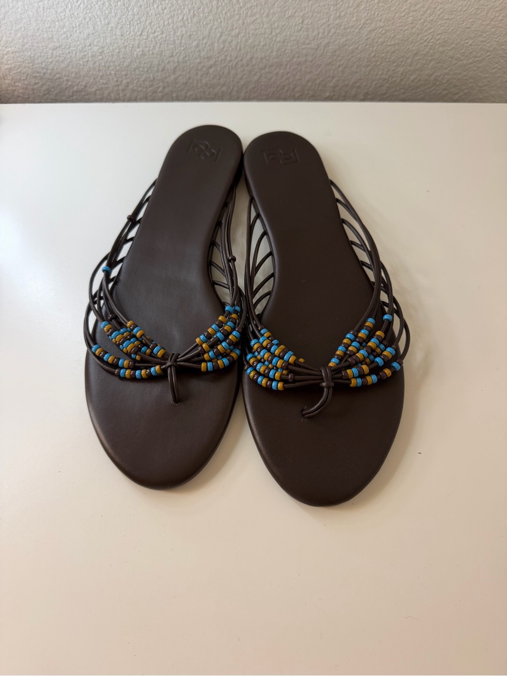 Reformation Brown Beaded Strappy Women's Sandals ( SIZE 7.5)